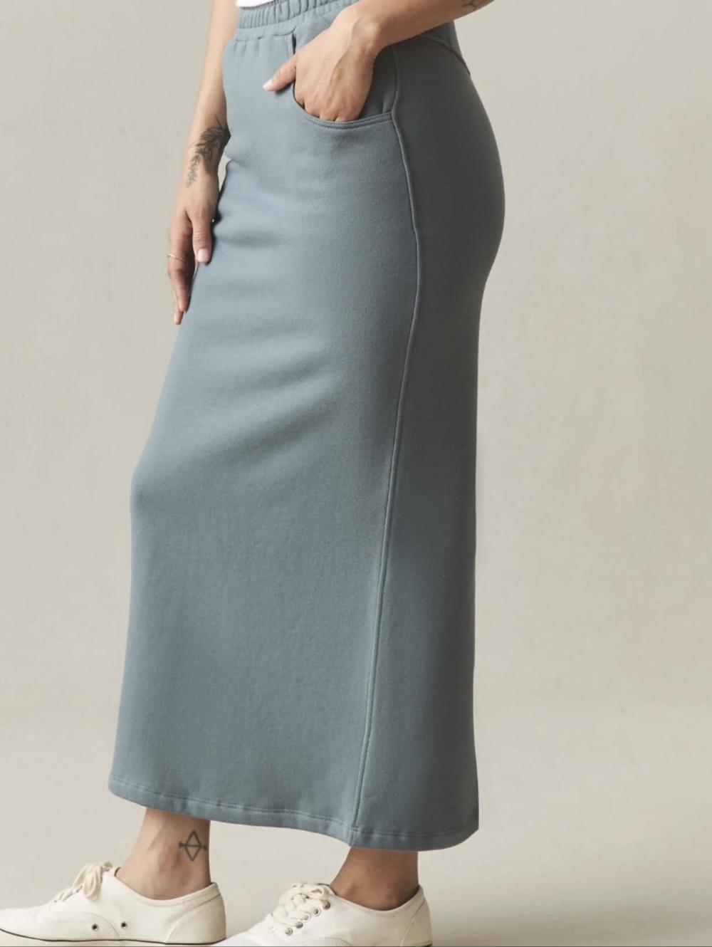 American Giant Medium Everyday Knit Maxi Skirt in Slate Blue